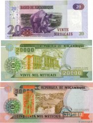 20, 20000 et 50000 Meticais Lot MOZAMBIQUE 1993 P.138, P.140 et P.143a UNC