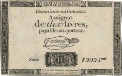 10 Livres filigrane républicain FRANKREICH  1792 Ass.36b