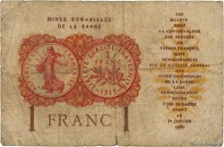 1 Franc MINES DOMANIALES DE LA SARRE FRANCIA  1919 VF.51.05 q.B