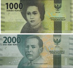1000 et 2000 Rupiah Lot INDONÉSIE 2017 P.154b et P.155b NEUF