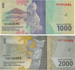 1000 et 2000 Rupiah Lot INDONÉSIE 2017 P.154b et P.155b NEUF