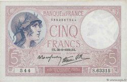 5 Francs FEMME CASQUÉE modifié FRANCE  1939 F.04.10