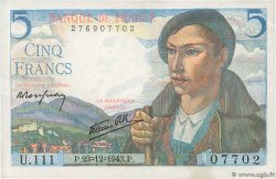 5 Francs BERGER FRANCE 1943 F.05.05 SUP
