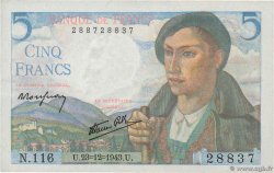 5 Francs BERGER FRANCE 1943 F.05.05 pr.NEUF