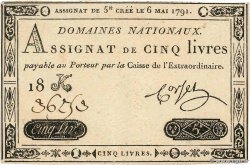5 Livres FRANCE 1791 Ass.12a SUP+