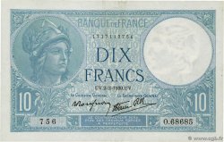 10 Francs MINERVE modifié FRANCE 1939 F.07.01 TTB