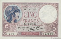 5 Francs FEMME CASQUÉE modifié FRANCE 1939 F.04.14 TTB+