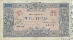 1000 Francs BLEU ET ROSE FRANCE  1921 F.36.37 pr.TB