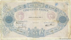 500 Francs BLEU ET ROSE modifié FRANCE  1939 F.31.25 VG