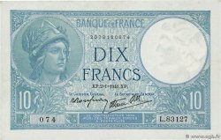 10 Francs MINERVE modifié FRANCE 1941 F.07.26