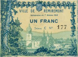 1 Franc FRANCE régionalisme et divers Remiremont 1916 JP.88-068