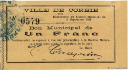 1 Franc FRANCE régionalisme et divers Corbie 1914 JP.80-058