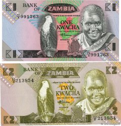 1 et 5 Kwacha Lot ZAMBIE  1980 P.23b et P.24c