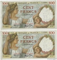 100 Francs SULLY Consécutifs FRANCE  1941 F.26.44 TB