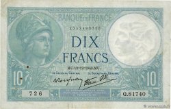 10 Francs MINERVE modifié FRANCE 1940 F.07.24 TB