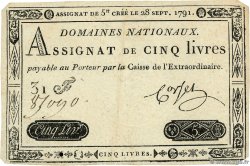 5 Livres FRANCE 1791 Ass.19a TTB