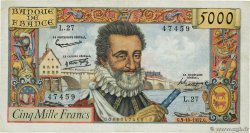 5000 Francs HENRI IV FRANCE  1957 F.49.03