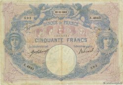 50 Francs BLEU ET ROSE FRANCE 1913 F.14.26 VG