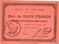 2 Francs FRANCE régionalisme et divers Louviers 1915 JP.27-09 SUP