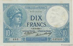 10 Francs MINERVE FRANCE 1926 F.06.11a TTB