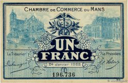 1 Franc FRANCE régionalisme et divers Le Mans 1922 JP.069.25