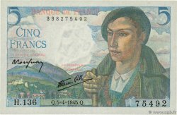 5 Francs BERGER FRANCE 1945 F.05.06