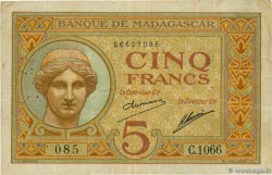 5 Francs MADAGASCAR 1926 P.035 TB+