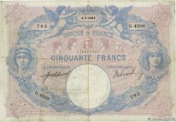 50 Francs BLEU ET ROSE FRANCE 1913 F.14.26 TB