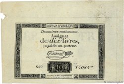 10 Livres filigrane républicain, gravure modifiée FRANCE 1792 Ass.36c TTB+