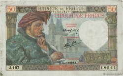 50 Francs JACQUES CŒUR FRANCE 1942 F.19.20 TTB