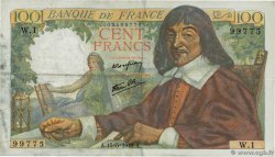 100 Francs DESCARTES FRANCE 1942 F.27.01 TTB