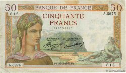 50 Francs CÉRÈS FRANCE 1937 F.17.36 B+
