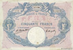 50 Francs BLEU ET ROSE FRANCE 1924 F.14.37 TB+