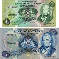 1 et 5 Pounds Lot ÉCOSSE 1983 P.111c et P.112f TTB