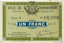 1 Franc FRANCE régionalisme et divers Remiremont 1915 JP.88-066