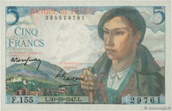 5 Francs BERGER FRANCE 1947 F.05.07 SPL