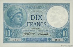 10 Francs MINERVE FRANCE 1916 F.06.01 SUP
