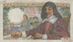 100 Francs DESCARTES FRANCE  1942 F.27.01