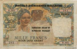 1000 Francs - 200 Ariary MADAGASCAR  1961 P.054 TB