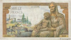 1000 Francs DÉESSE DÉMÉTER FRANCE  1942 F.40.07 TB