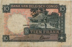 10 Francs BELGIAN CONGO  1944 P.14D F