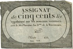 500 Livres FRANCE 1794 Ass.47a TB