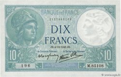 10 Francs MINERVE modifié FRANCE 1941 F.07.30 SPL+