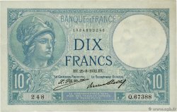 10 Francs MINERVE FRANCE 1932 F.06.16 TTB+