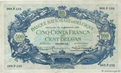 500 Francs - 100 Belgas BELGIQUE  1934 P.103