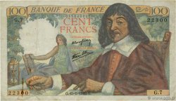 100 Francs DESCARTES FRANCE  1942 F.27.01