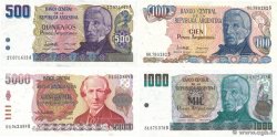 100, 500, 1000 et 5000 Pesos Argentinos Lot ARGENTINE 1983 P.315a, P.316, P.317 et P.318,
