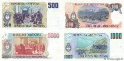 100, 500, 1000 et 5000 Pesos Argentinos Lot ARGENTINE 1983 P.315a, P.316, P.317 et P.318, NEUF