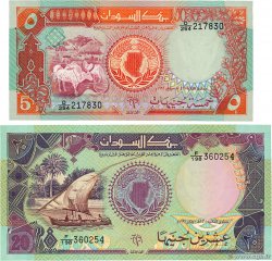 5 et 20 Pounds Lot SOUDAN 1991 P.45 et P.47