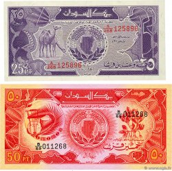 25 et 50 Piastres Lot SOUDAN 1987 P.37 et P.38